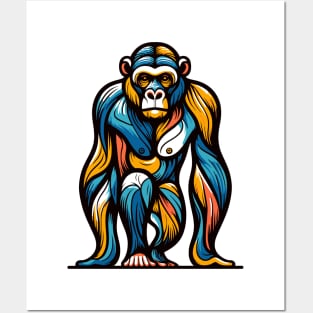 Pop art monkey illustration. cubism illustration of monkey Posters and Art